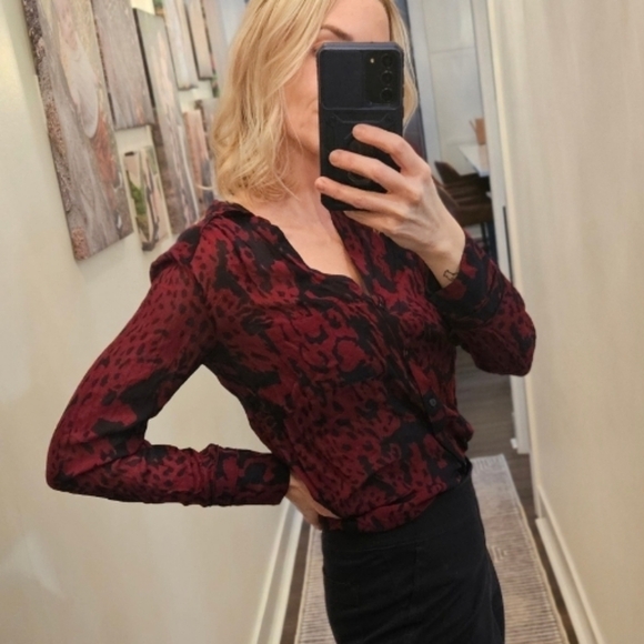 ba&sh Beryl Top Marine Button Down Blouse - Size 1 (US Size 6) - Picture 3 of 16